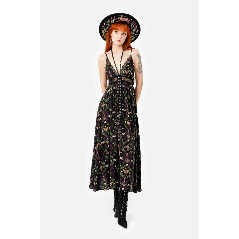 Restyle Restyle - Wilderwood Maxi lange jurk - Zwart | Attitude Holland