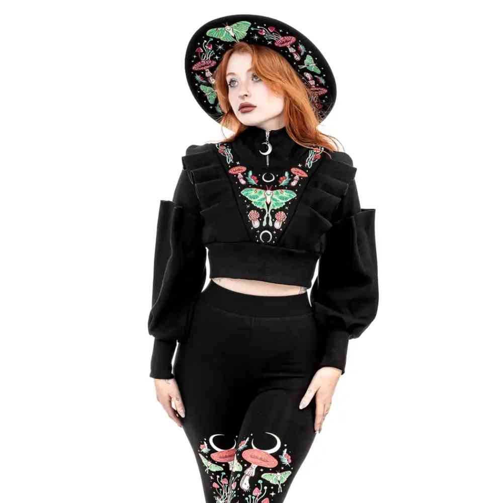 Restyle Restyle - Autumnal Equinox Crop Sweater/Trui - Zwart | Attitude