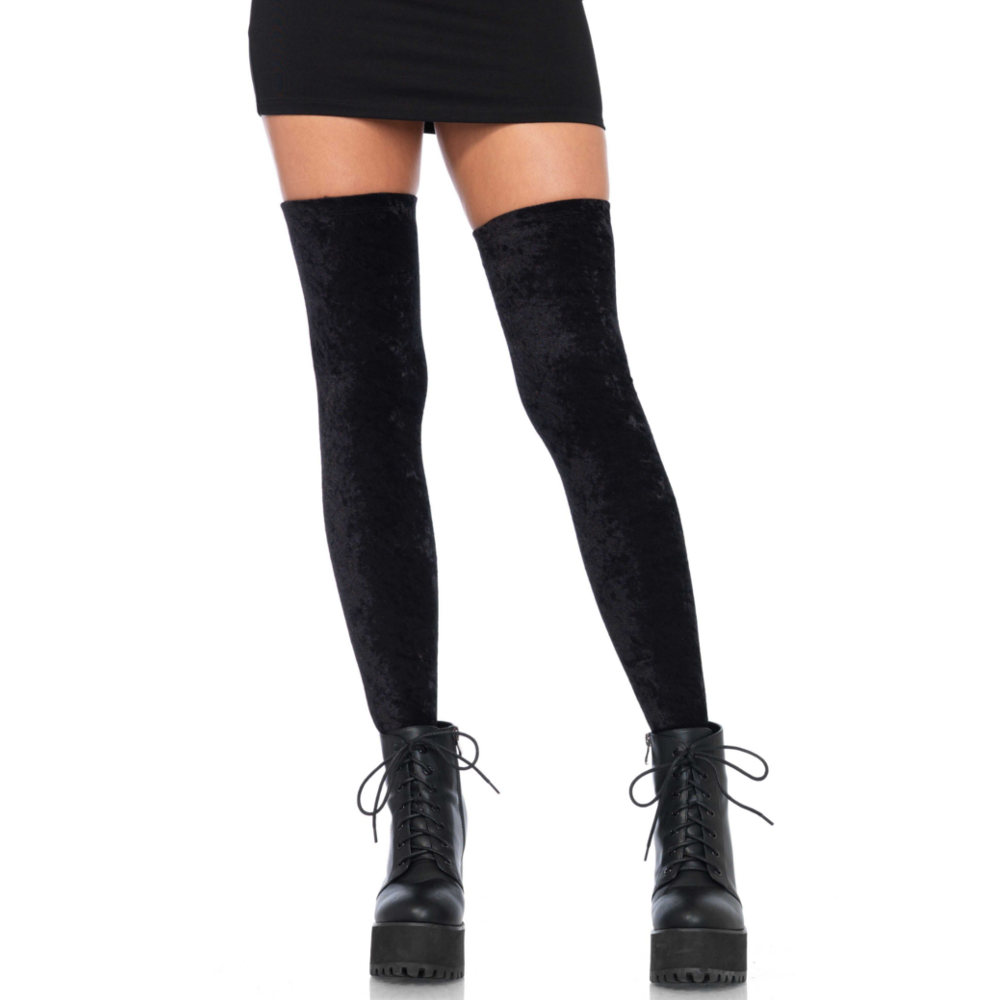 crushed velvet knee high boots
