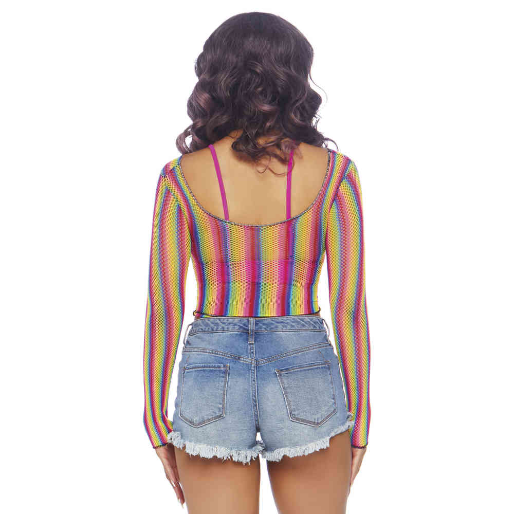 rainbow fishnet top