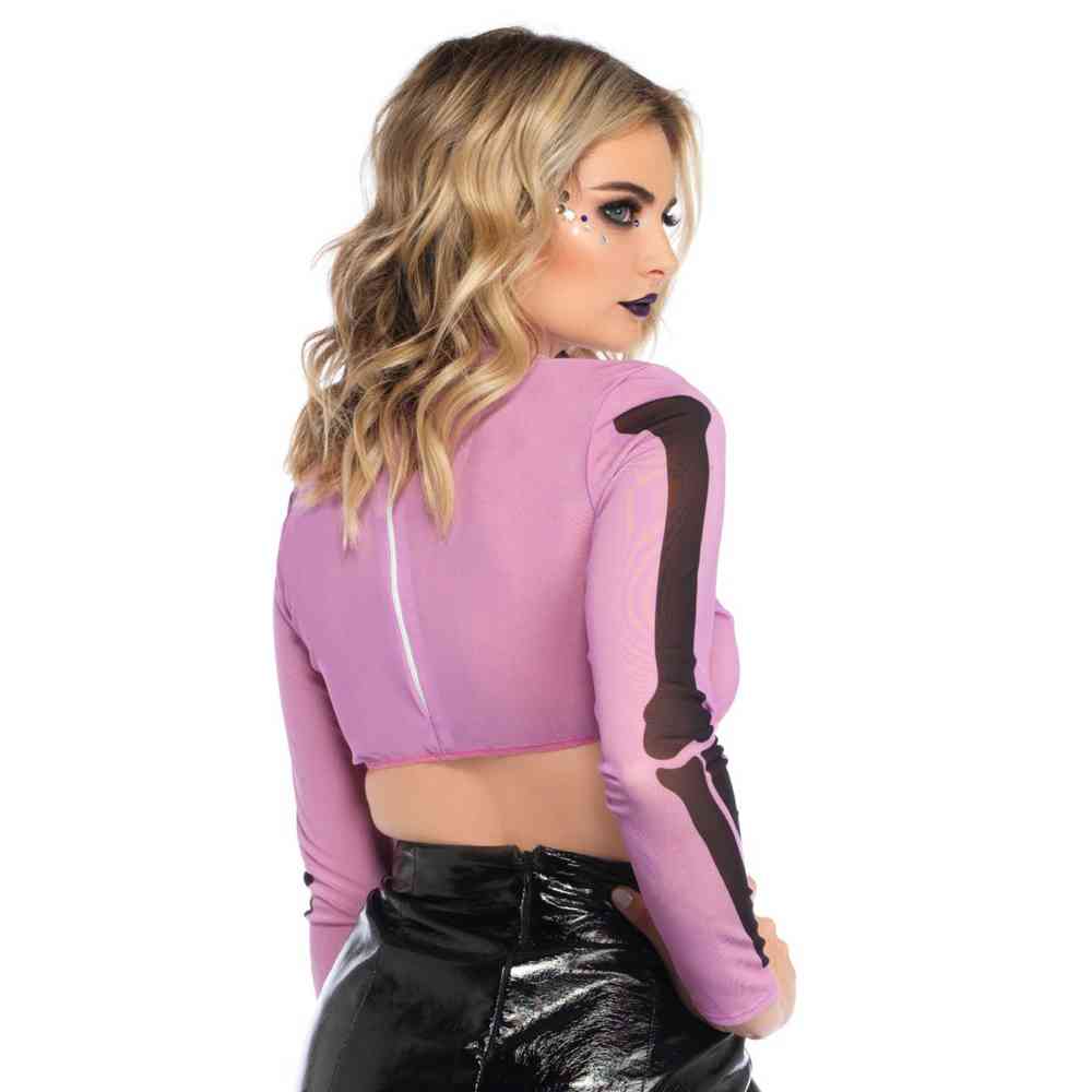 purple mesh crop top