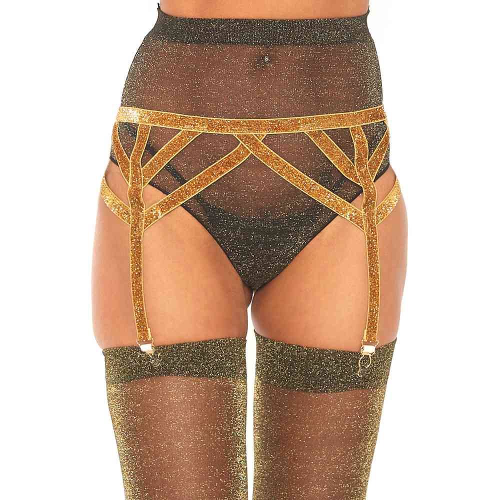 Leg Avenue Leg Avenue - Lurex Elastic Garter belt - Gold coloured | Att Leg Avenue Leg Avenue - Lurex Elastic Garter belt - Gold coloured | Att