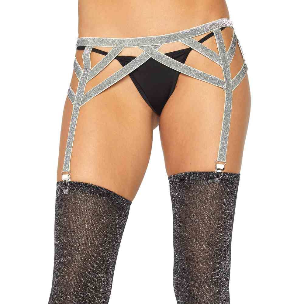 Leg Avenue Leg Avenue - Lurex Elastic Garter belt - Silver coloured | A Leg Avenue Leg Avenue - Lurex Elastic Garter belt - Silver coloured | A
