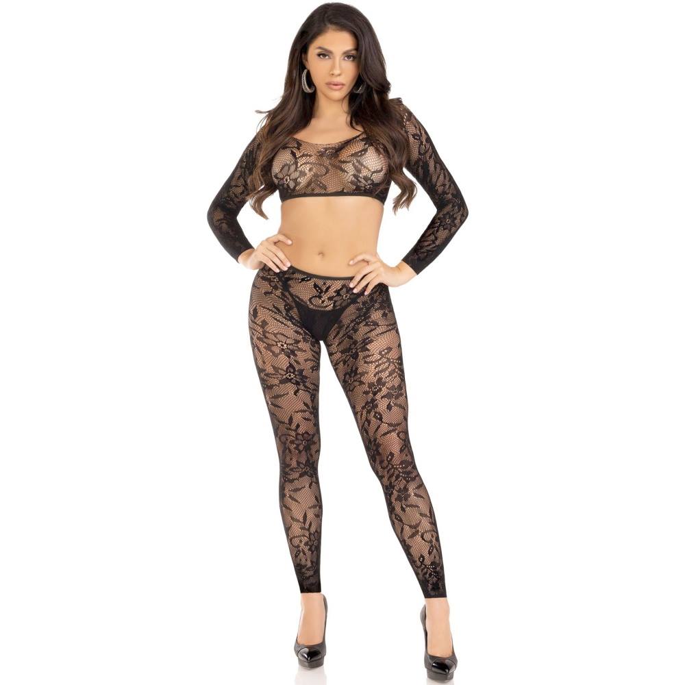 Leg Avenue Leg Avenue - Lace Fishnet Lingerie set - Black | Attitude Eu Leg Avenue Leg Avenue - Lace Fishnet Lingerie set - Black | Attitude Eu