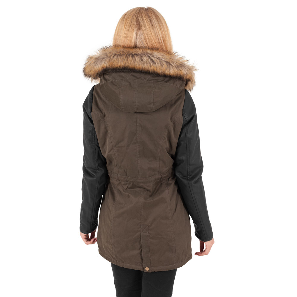 leather sleeve parka