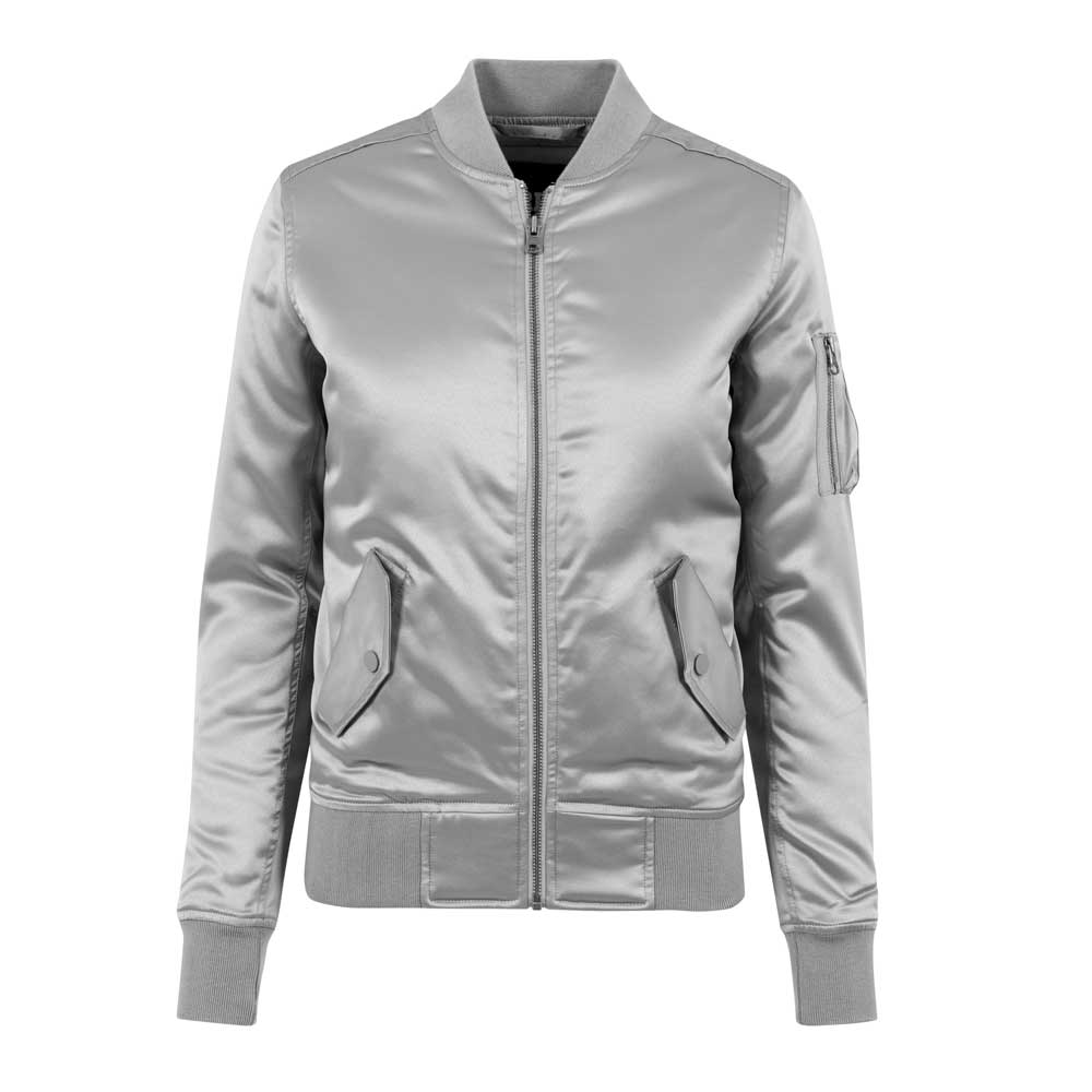 Urban Classics Ladies Satin Bomber Jacket silver -  -  Online Hip Hop Fashion Store