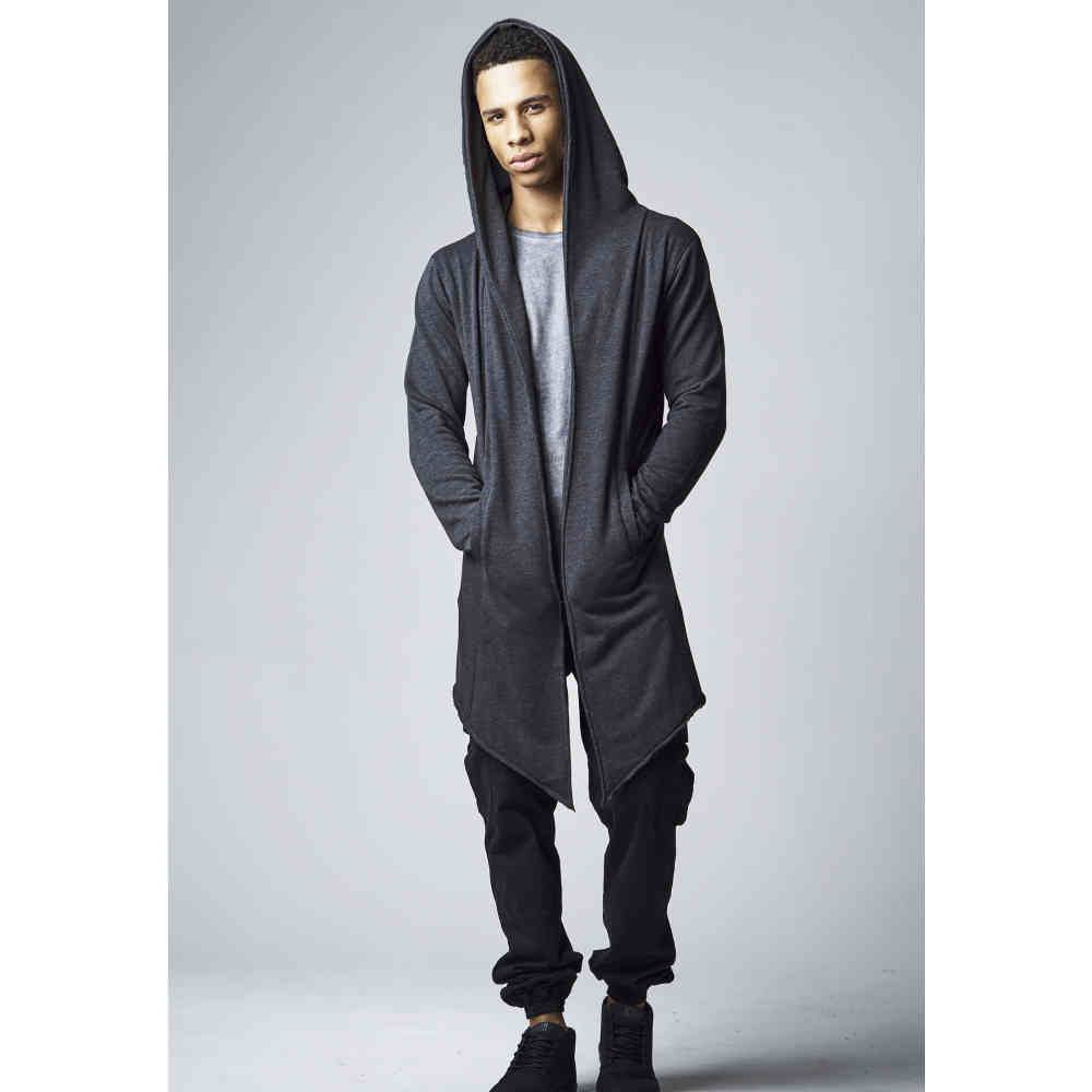 Urban Classics Long Hooded Open Edge Long cardigan Grey