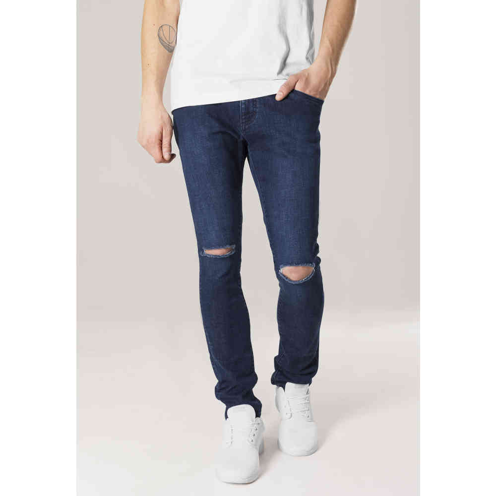 Straight Fit Carbon Black Knee Cut Jeans for Sleek Style