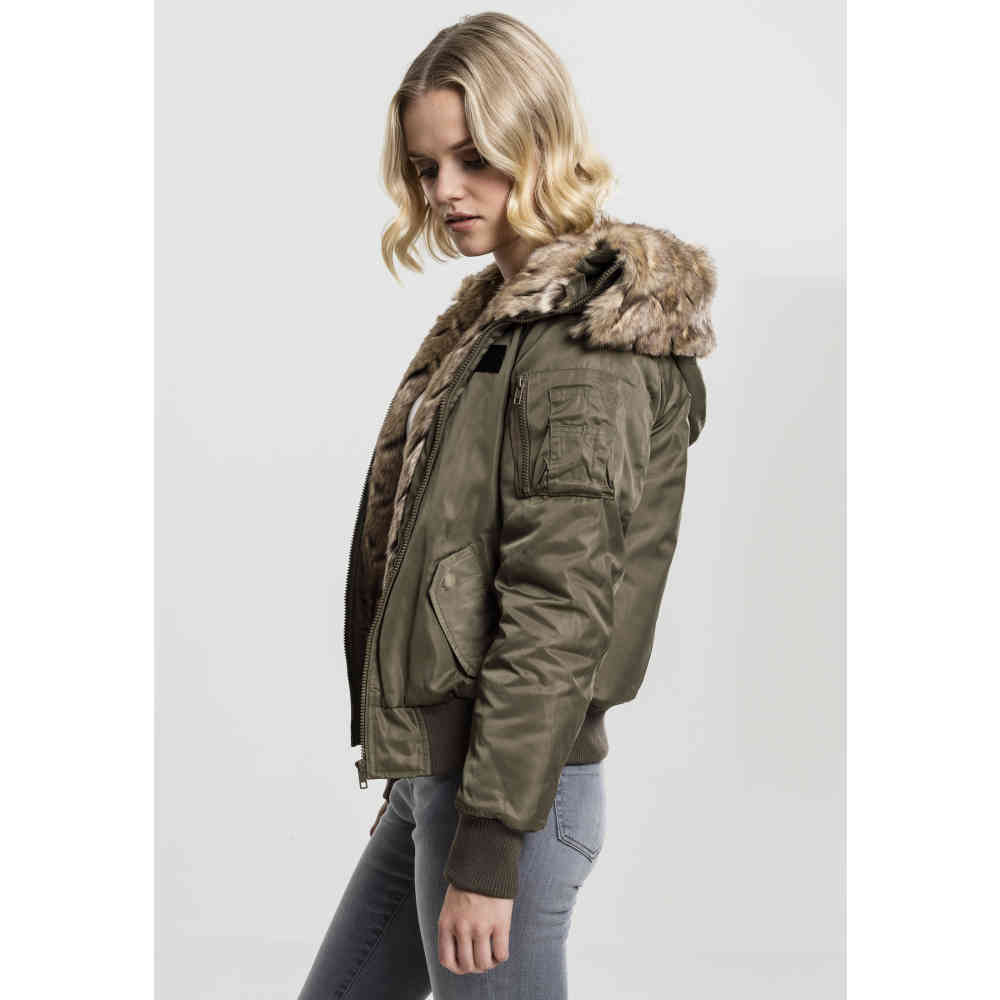 green bomber jacket fur