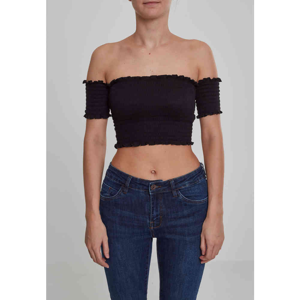 cold shoulder black crop top