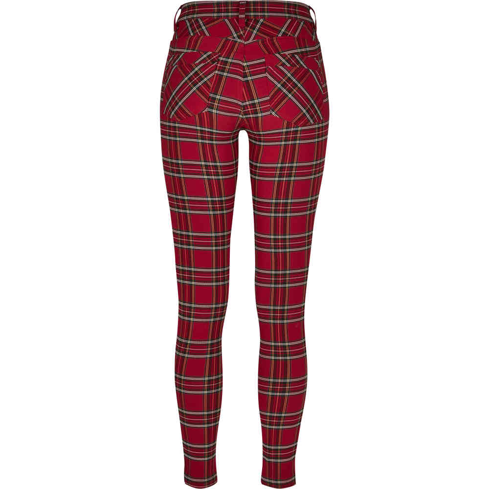 red tartan jeans