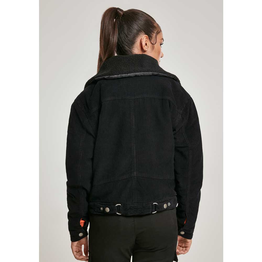 black corduroy sherpa jacket womens