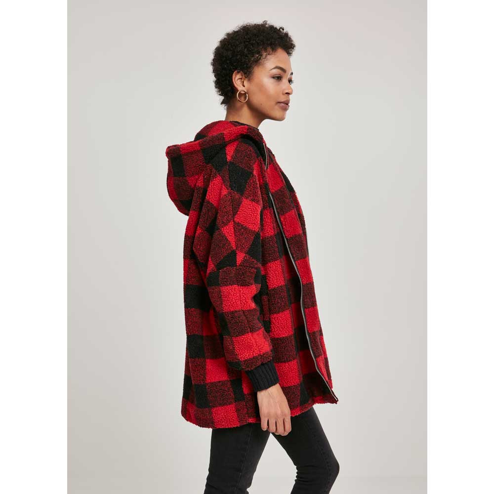 red and black sherpa jacket