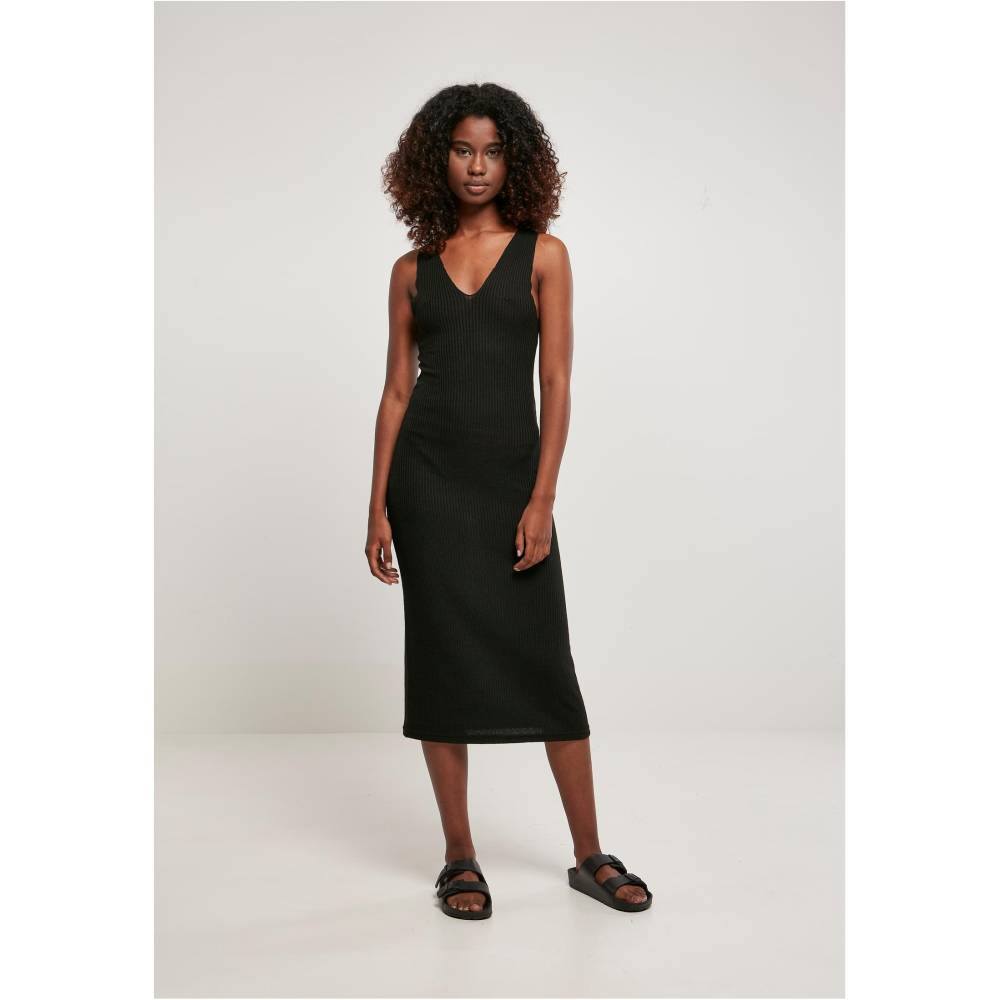 Urban Classics Urban Classics Midi Sleeveless Rib Lange jurk Zwart