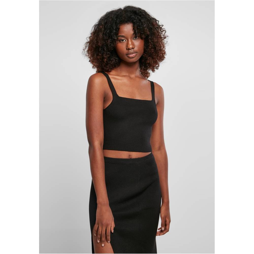 KNIT CROP TOP - Black