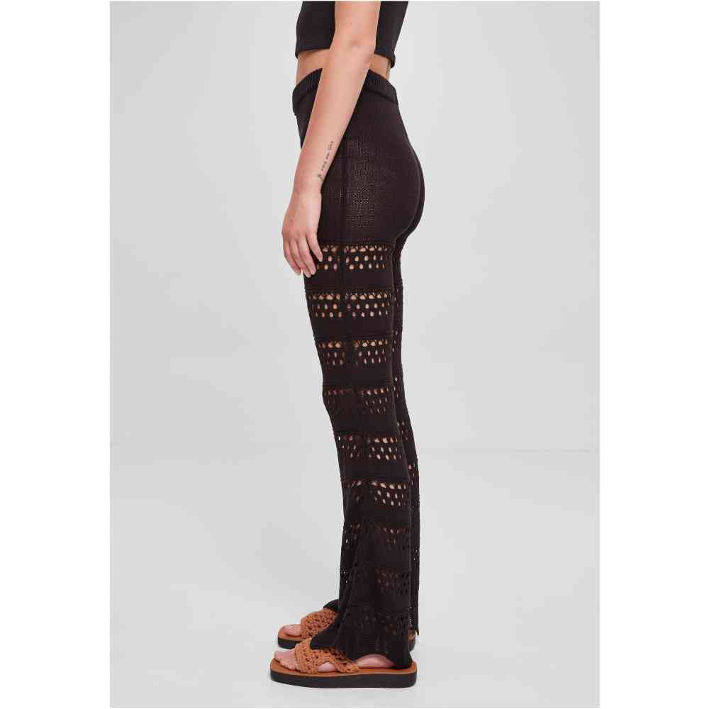 Urban Classics - Ladies Flared Crochet Knit Black - Pants