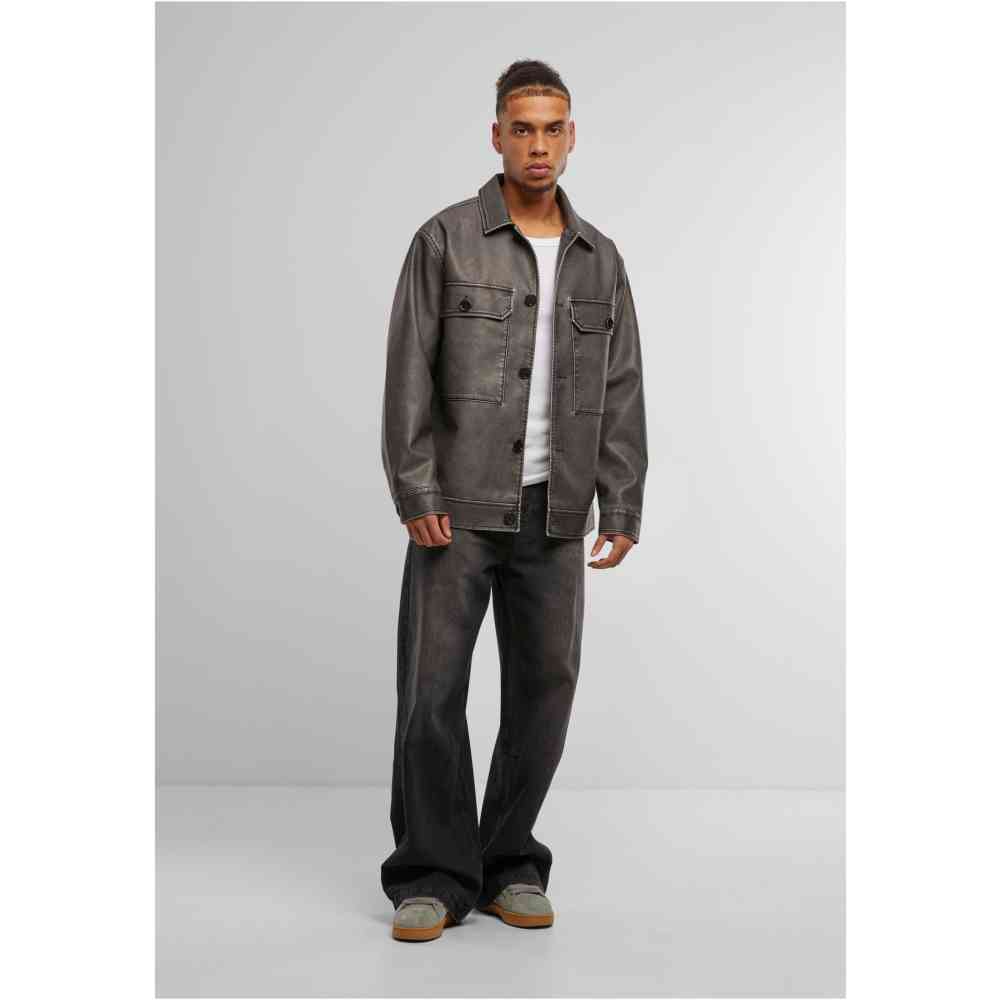 Urban Classics Urban Classics Synthetic Vintage Leather Shirt Jacket