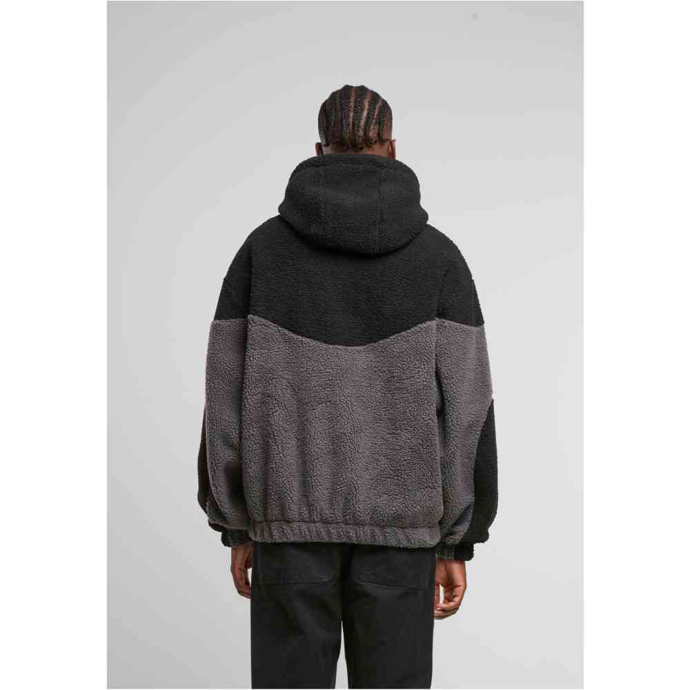 Urban Classics Urban Classics - Weavy Colorblock Teddy Hoodie - Grey/Bl