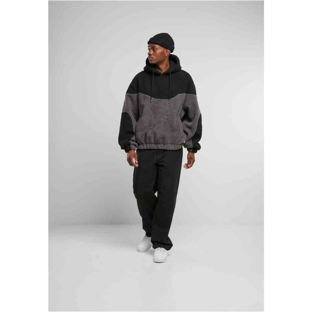Urban Classics Urban Classics - Weavy Colorblock Teddy Hoodie - Grey/Bl