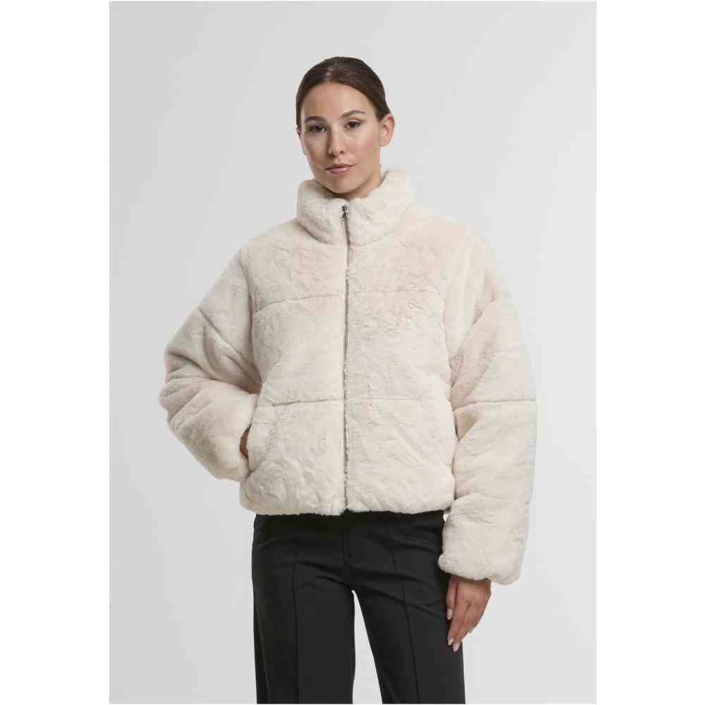 Urban Classics Urban Classics Short Faux Fur Puffer jacket Cream