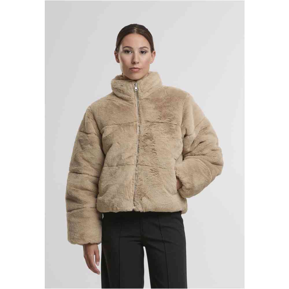 Urban Classics Urban Classics Short Faux Fur Puffer jacket Beige