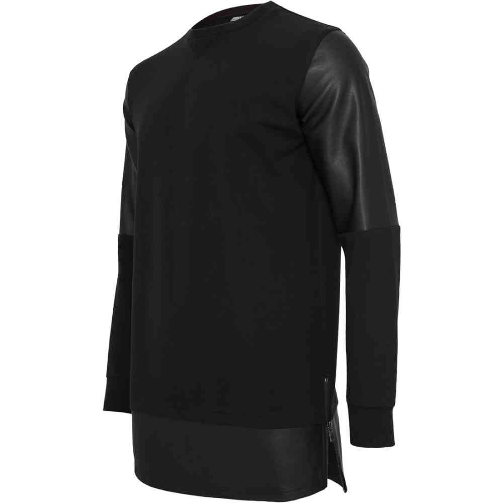 Urban Classics Long Zipped Leather Imitation Crewneck Sudadera para Hombre