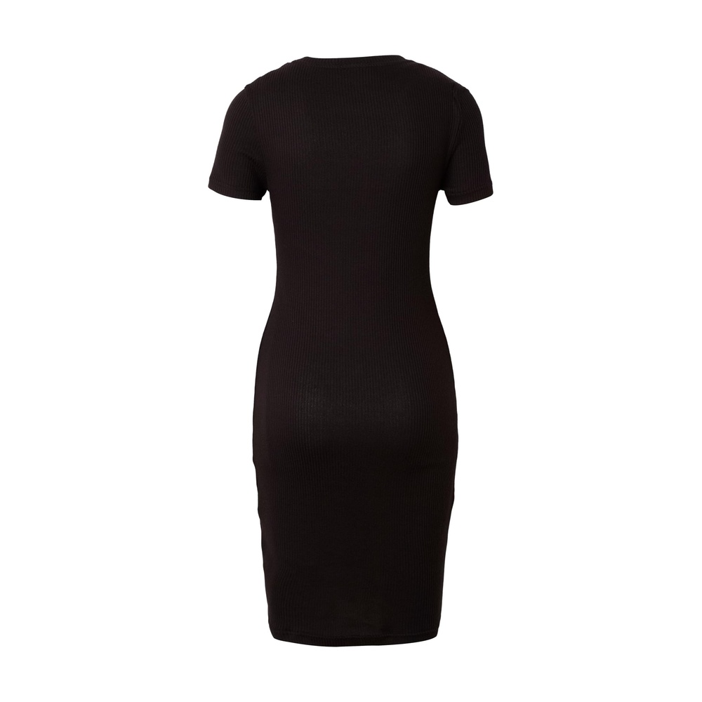 fitted lace wedding dress Ribbed V-Neck T-Shirt Dress- Black S