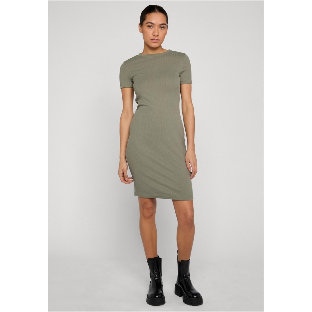 slim fit dress slacks Elegant Olive Green Pleated Fitted Dress for Women