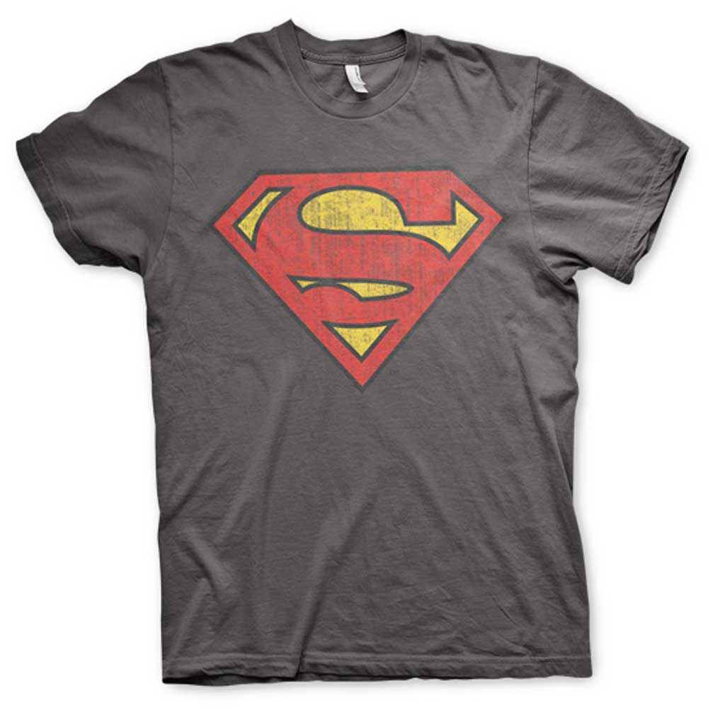 voormalig Verleden Polijsten DC Comics DC Comics Superman Heren Tshirt Washed Shield Grijs | Attitud