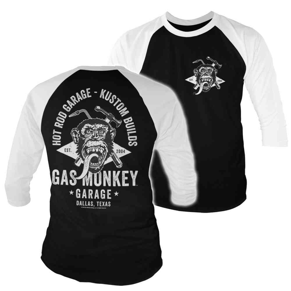 Gas Monkey Garage Raglanarmel Top Torch Hammer Schwarz Weiss Attitu