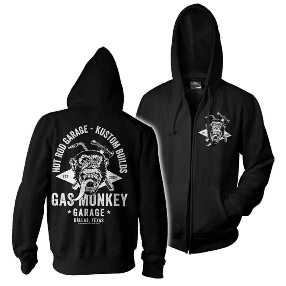 Gas Monkey Garage Zip Hoodie Torch Hammer Black Attitude Europe