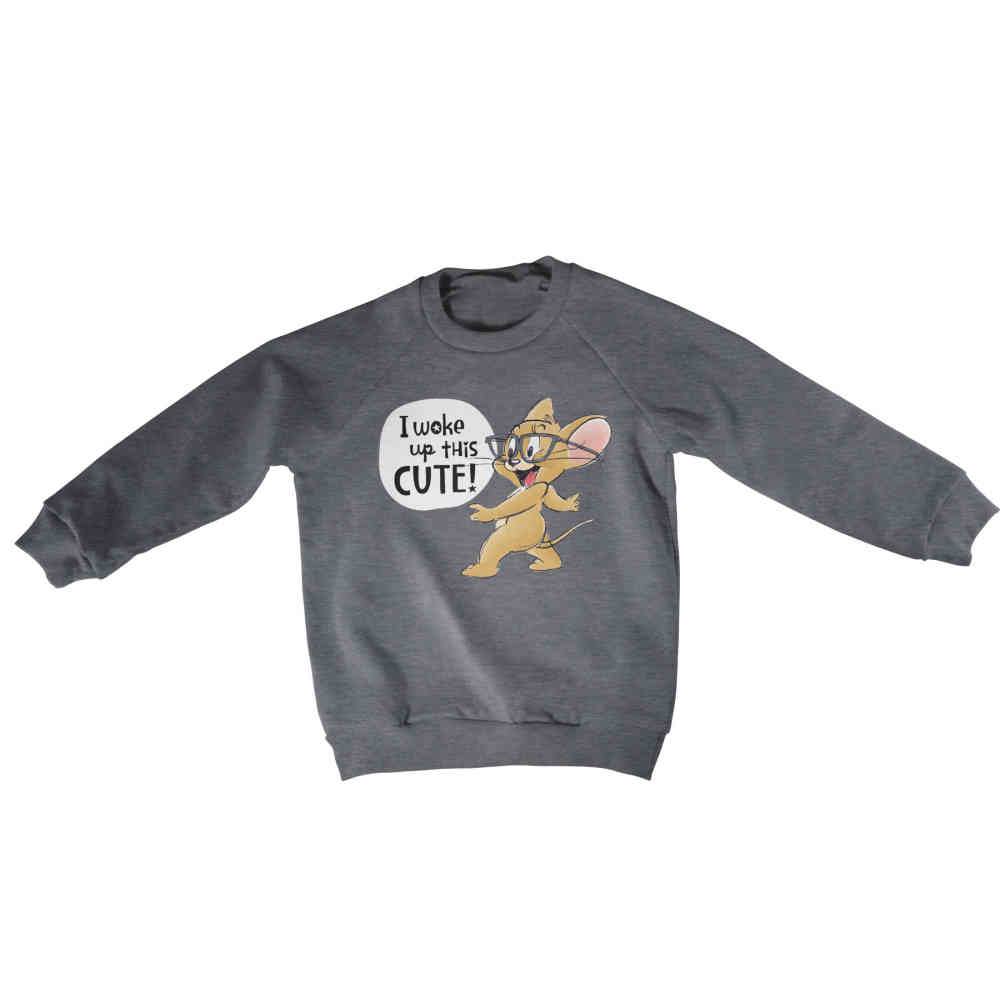 Tom And Jerry Sweater Kids Jerry I Woke Up This Cute Grey Attitude E