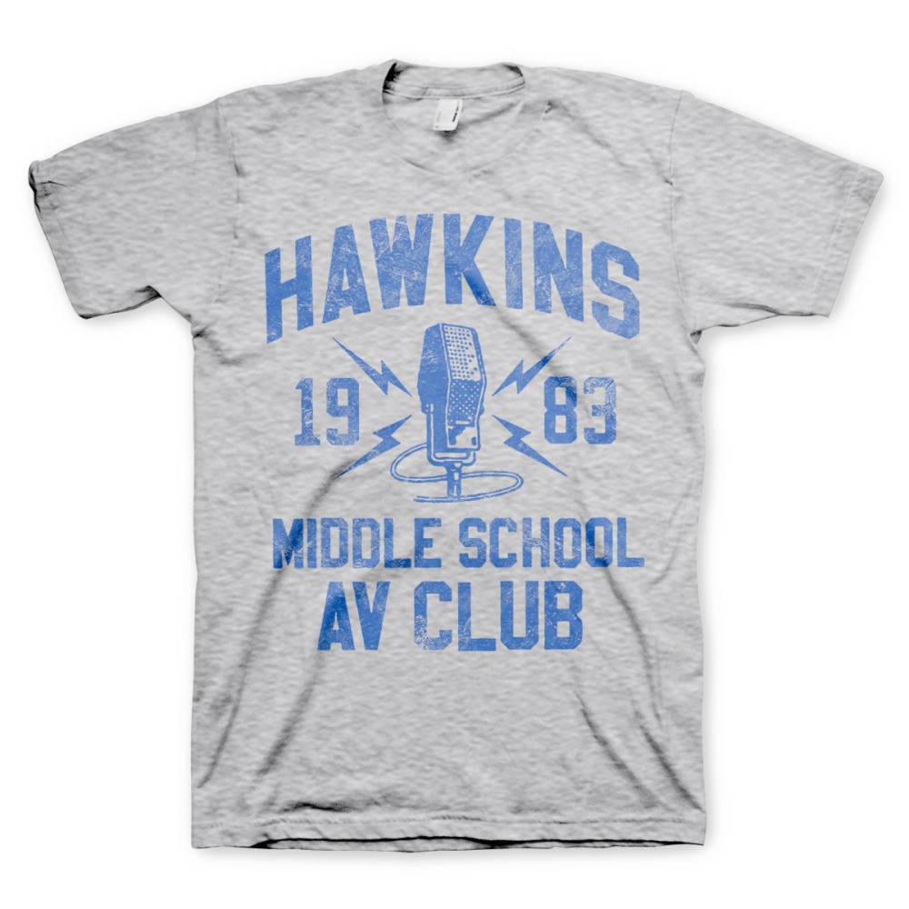 Stranger Things Mens Tshirt Hawkins 1983 Middle School AV Club Grey |