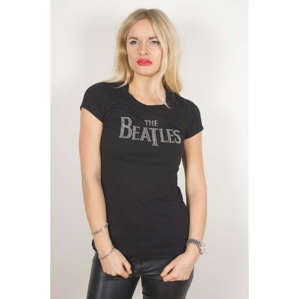 The Beatles Drop T Logo Ladies Tshirt Black Attitude Europe