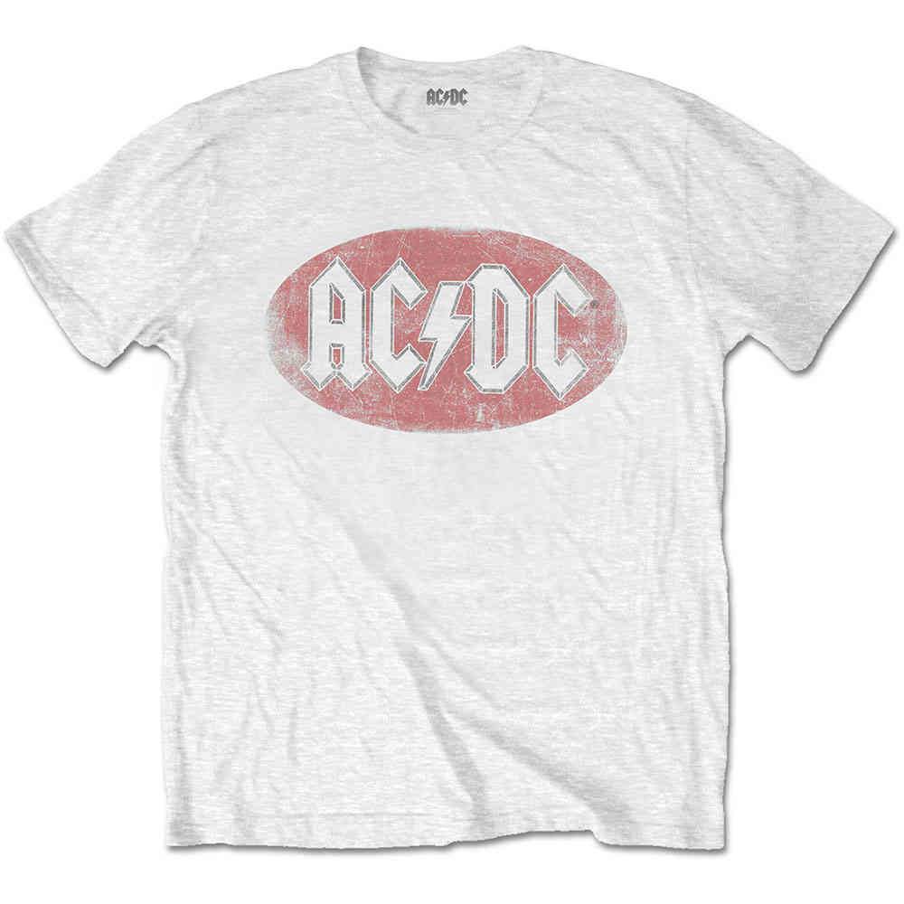 Ac Dc Mens Tshirt Oval Logo Vintage White Attitude Europe