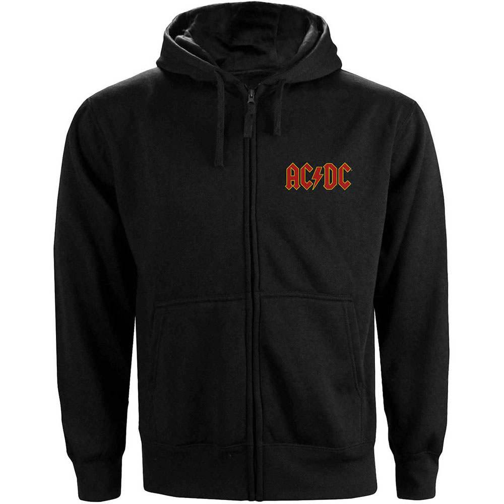 Ac Dc Zip Hoodie Logo Black Attitude Europe