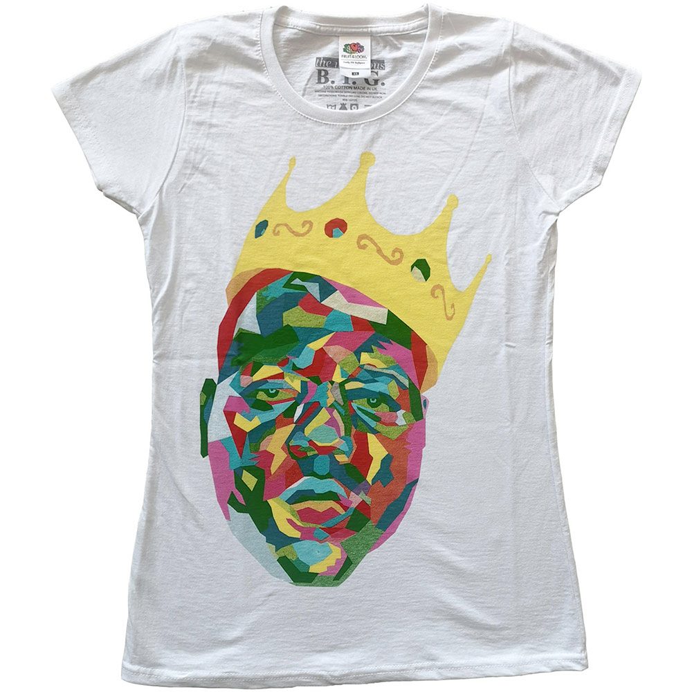 Biggie Smalls Ladies Tshirt Crown White 