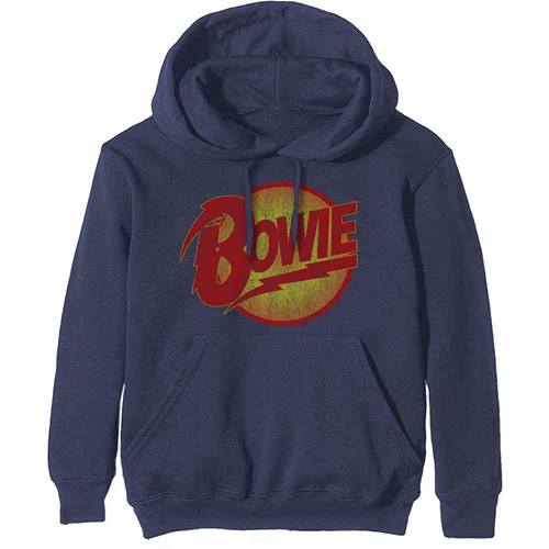 David Bowie Hoodie Vintage Diamond Dogs Logo Blue Attitude Europe