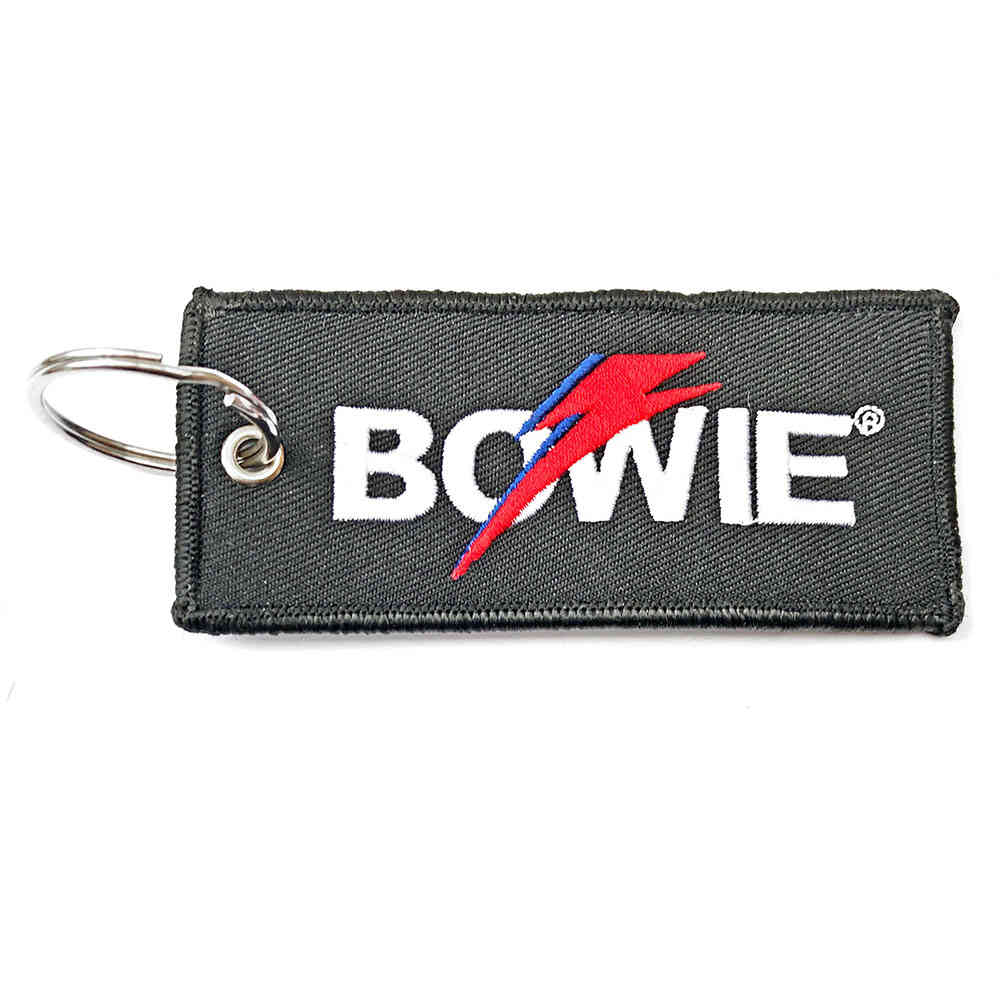 David Bowie Porte-Clés Keychain Patch Flash Logo Nouveau Officiel Noir 