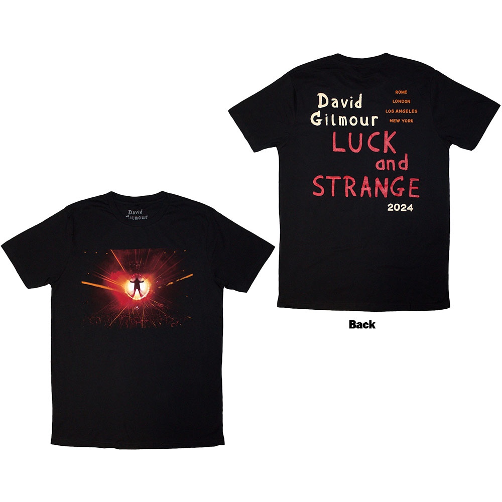 David Gilmour Luck Strange Stage Shot Mens Tshirt Black Attitu