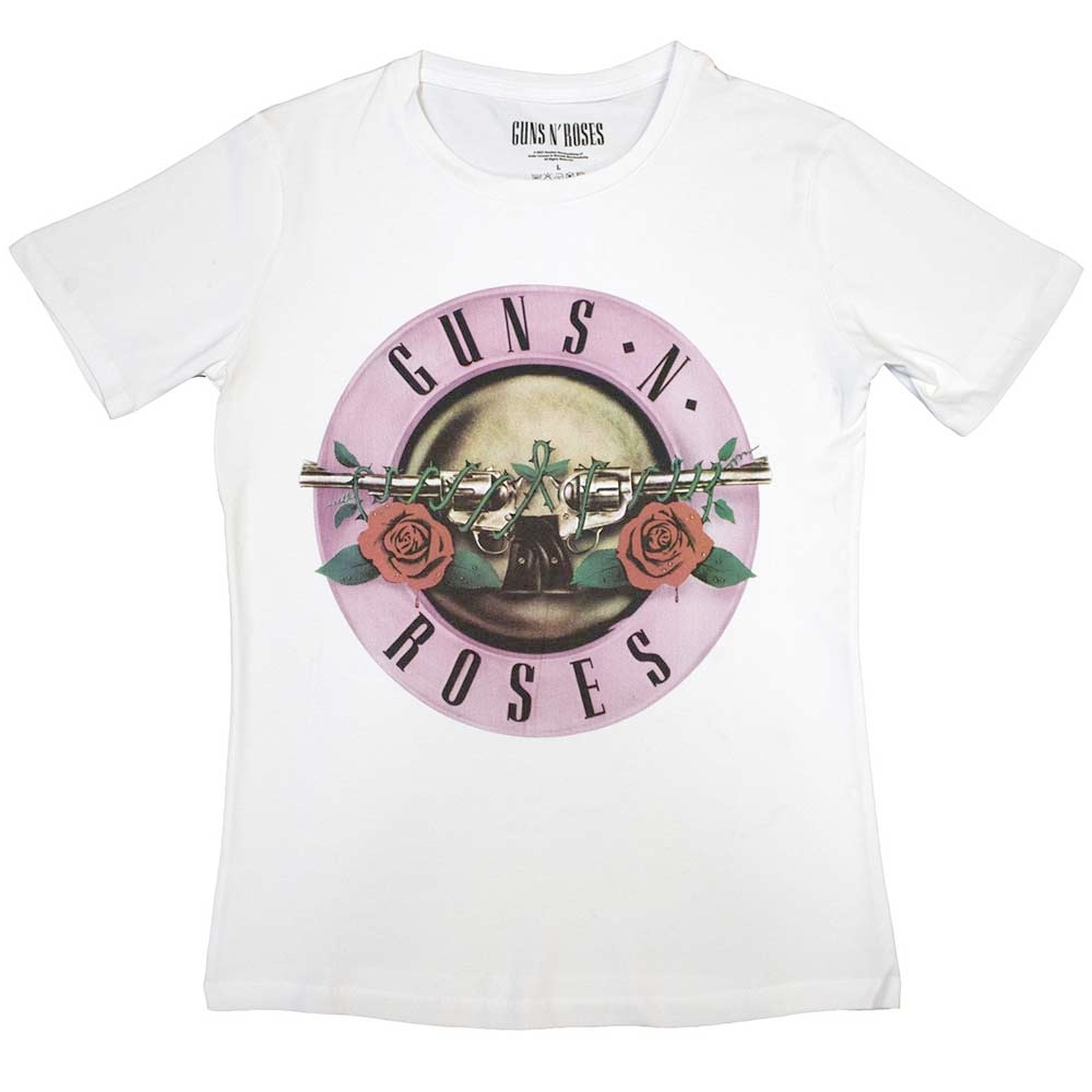 Guns N' Roses Classic Logo Ladies Tshirt White Attitude Europe