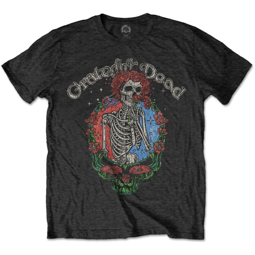 Ripple Junction Mens Grateful Dead Rock Shirt - Grateful Dead Steal Your Face Skull Dancing Bear Vintage Tee, Men's, Size: Large, Gray