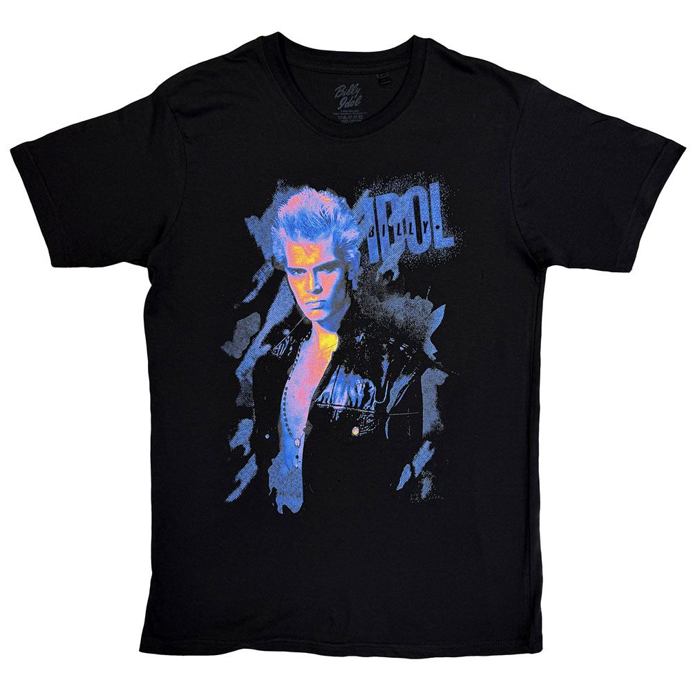 Billy Idol - Blue Profile Mens Tshirt - Black | Attitude Europe