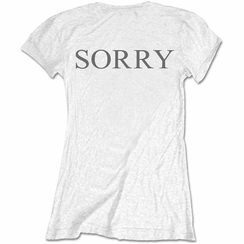 Justin Bieber Sorry Ladies Dames T Shirt Met Rug Print Wit Attitud