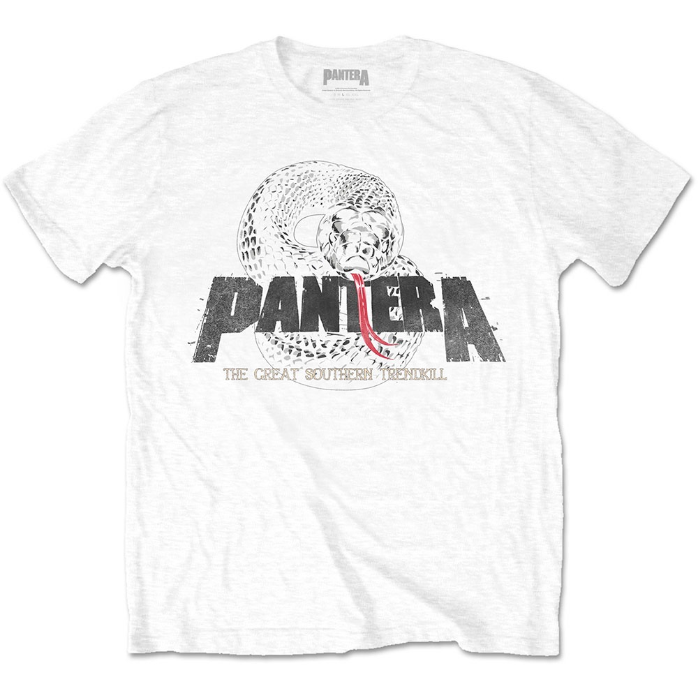 Pantera Mens Tshirt Snake Logo White 