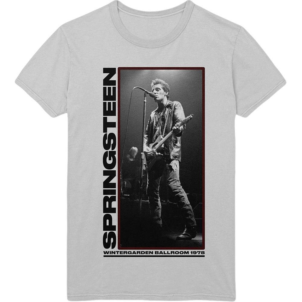 Springsteen Merch Bruce Springsteen - Wintergarden Photo Mens Tshirt - Grey | Attitude E