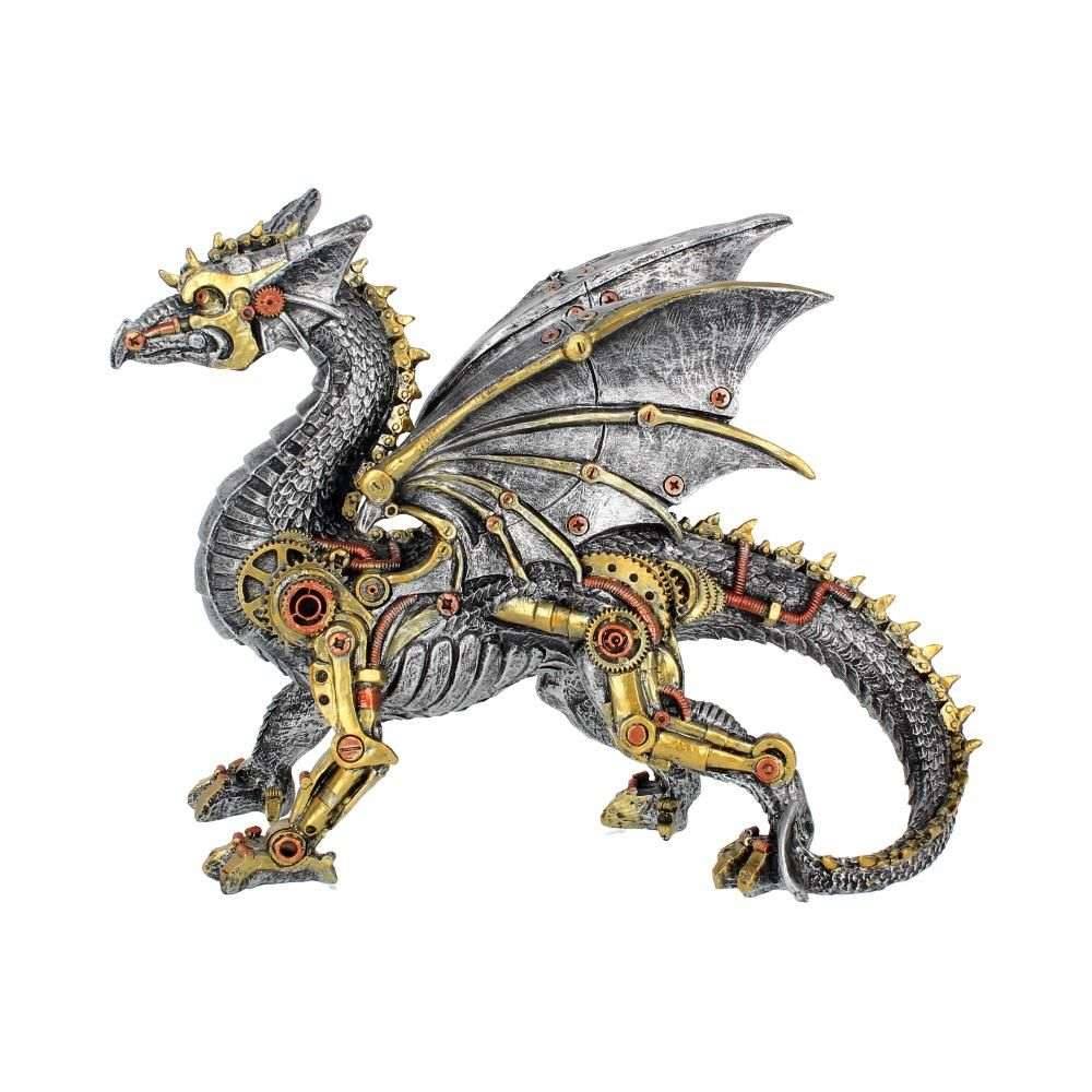 Nemesis Now Figurine Dragon Steampunk Dracus Machina – Argenté, 21 Cm, Résine Peinte Main