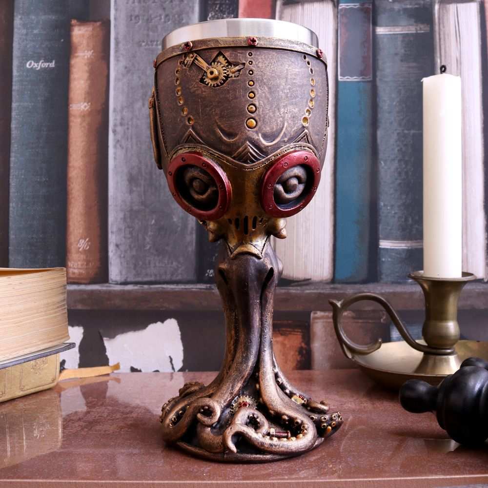 Collectible Mechanical Cephalopod Goblet Wine Chalice Steampunk Octopus Gothic