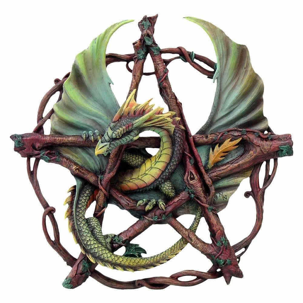 Nemesis Now Nemesis Now - Forest Pentagram Dragon Figurine - Green/Brow