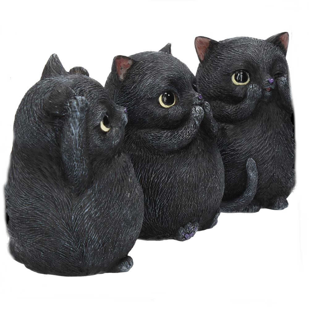 Three Wise Cats Figurines See No Speak No Hear No Evil Black Cat Ornaments
